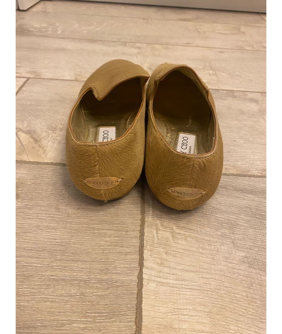 JIMMY CHOO Бежевые кожаные лоферы, фото 4