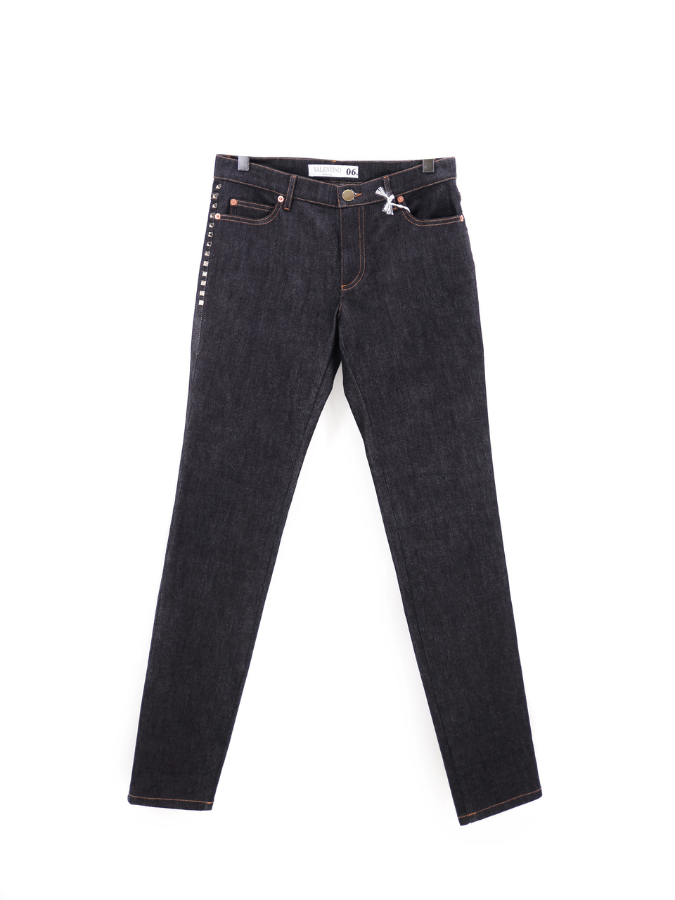VALENTINO Темно-синие хлопковые джинсы слим, фото 1