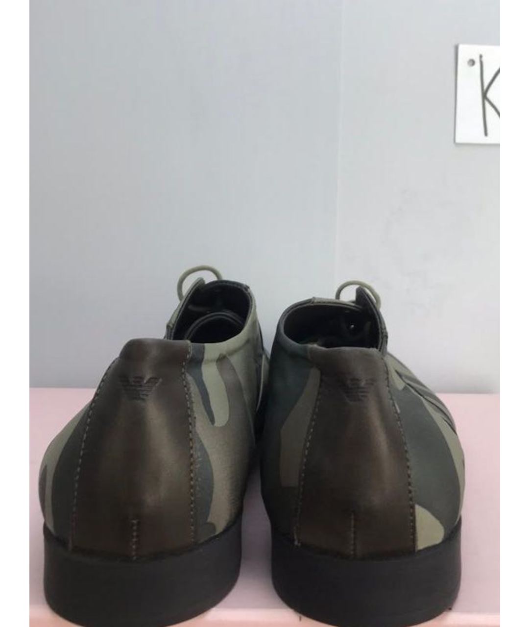 EMPORIO ARMANI Хаки текстильные туфли, фото 4