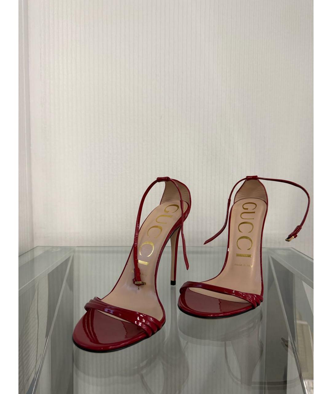 GUCCI Красные босоножки из лакированной кожи, фото 8