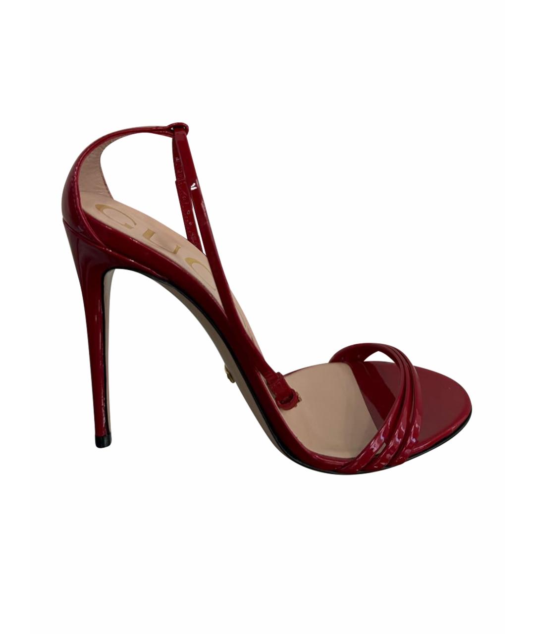 GUCCI Красные босоножки из лакированной кожи, фото 1