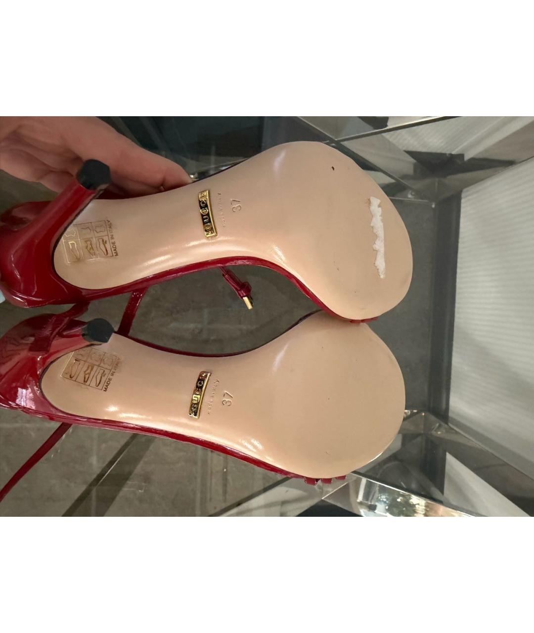 GUCCI Красные босоножки из лакированной кожи, фото 7
