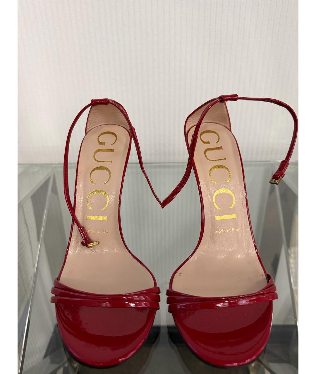 GUCCI Красные босоножки из лакированной кожи, фото 9