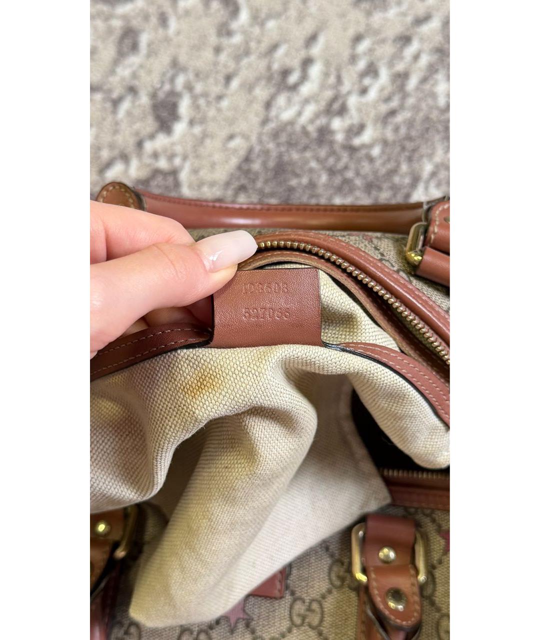 GUCCI Бежевая канва сумка с короткими ручками, фото 6