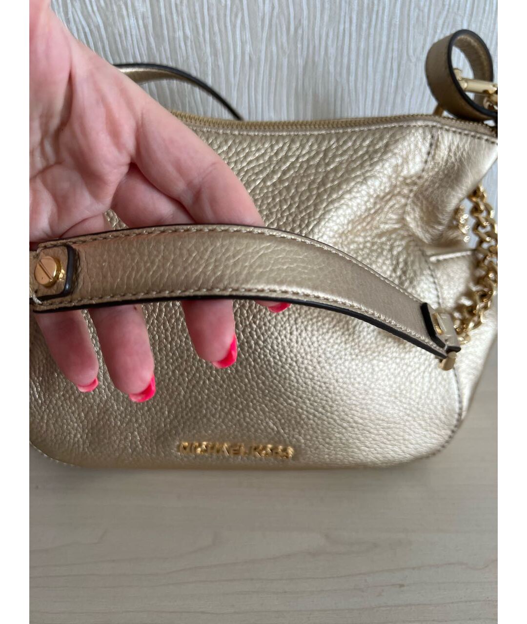 MICHAEL KORS Золотая кожаная сумка через плечо, фото 3