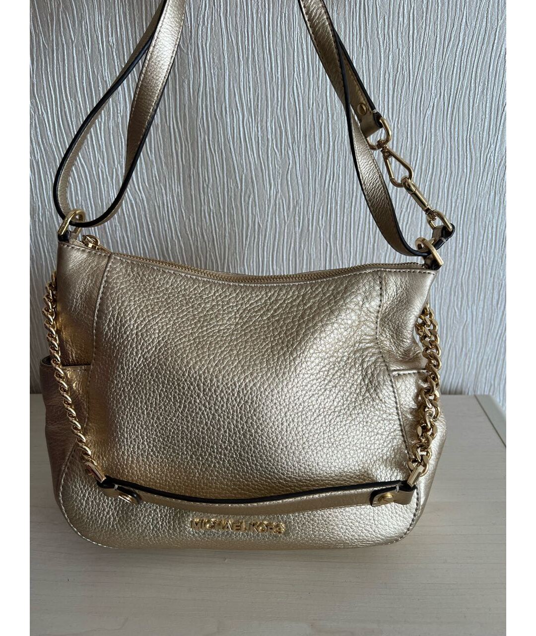 MICHAEL KORS Золотая кожаная сумка через плечо, фото 2