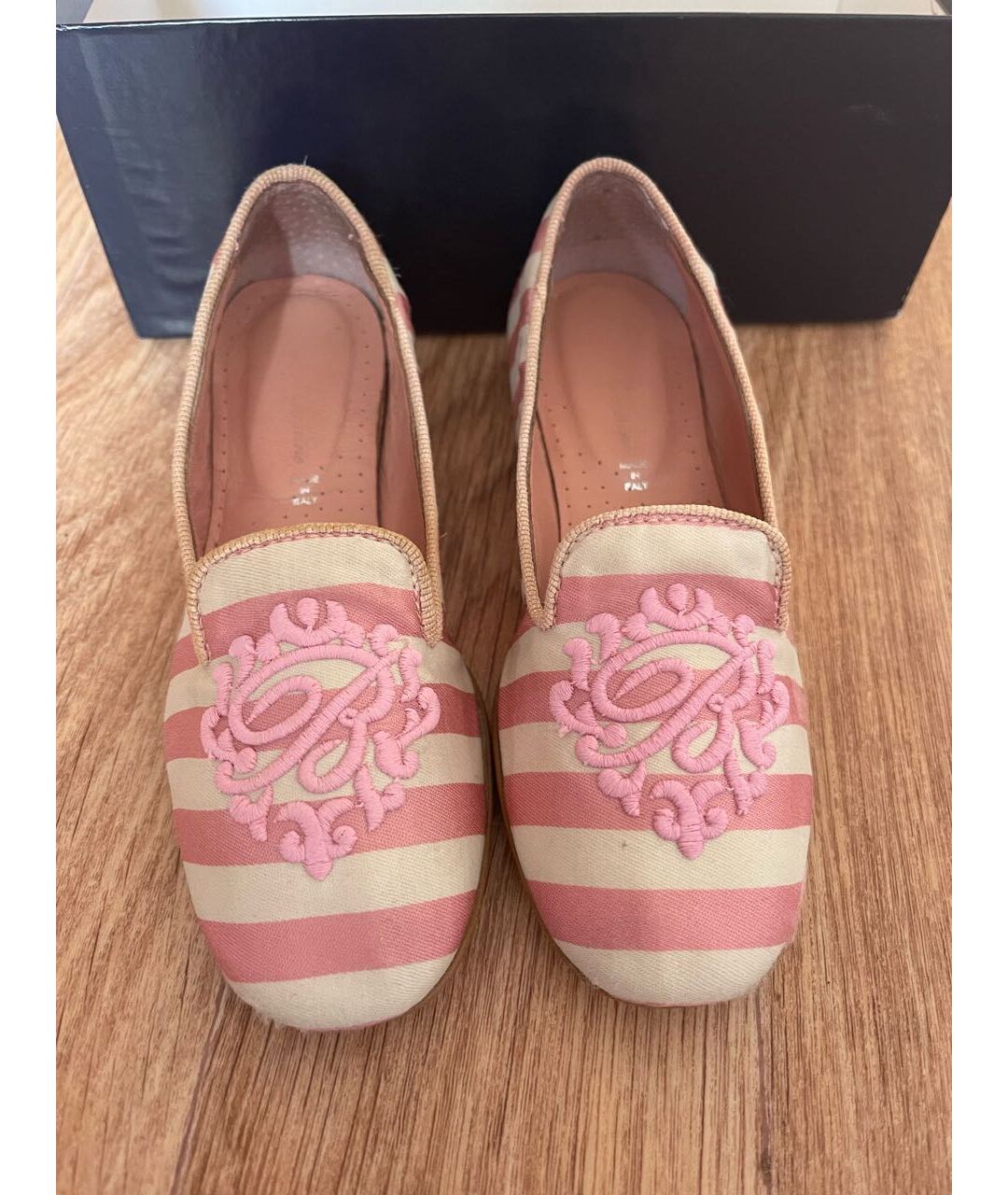 MISS BLUMARINE Розовые текстильные туфли, фото 2