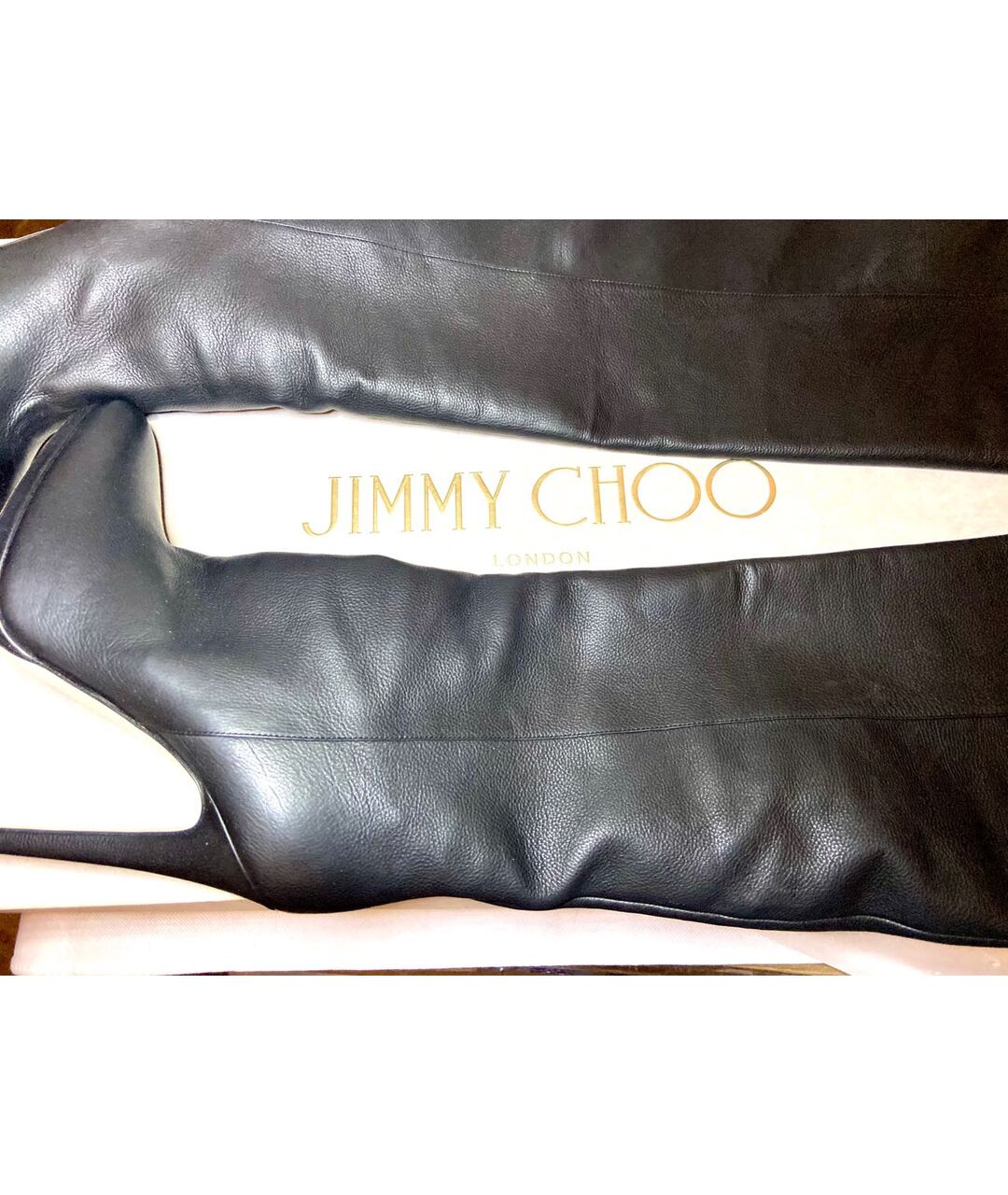 JIMMY CHOO Черные кожаные ботфорты, фото 8
