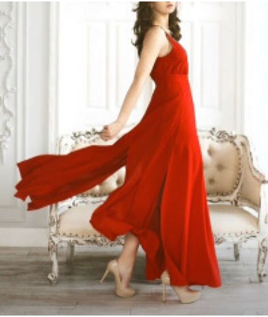 PINKO Красное полиэстеровое вечернее платье, фото 6