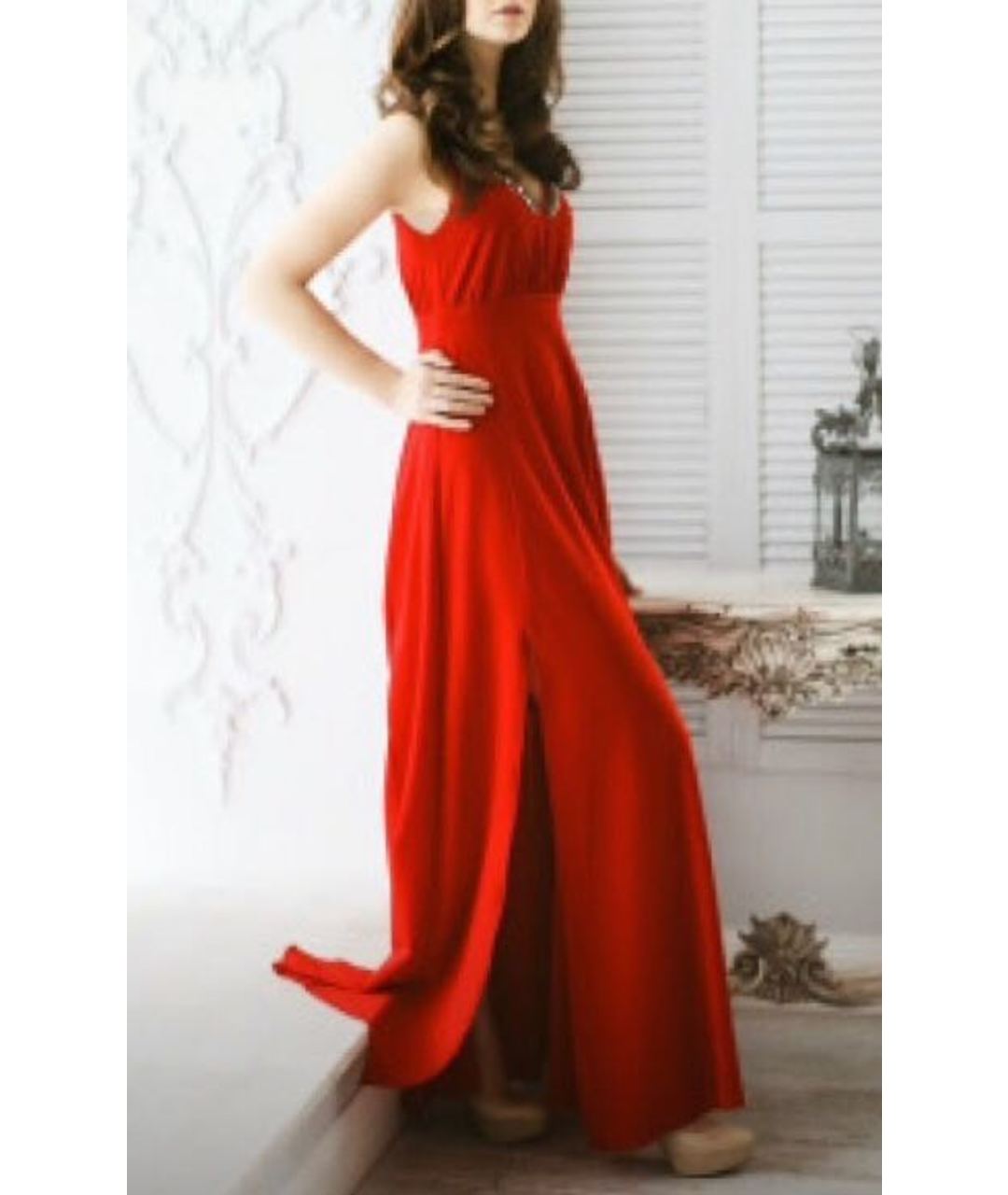 PINKO Красное полиэстеровое вечернее платье, фото 5