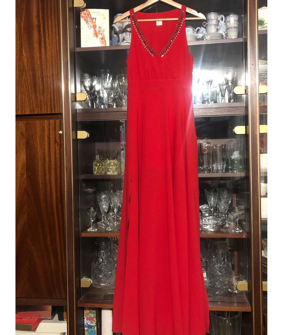 PINKO Красное полиэстеровое вечернее платье, фото 7
