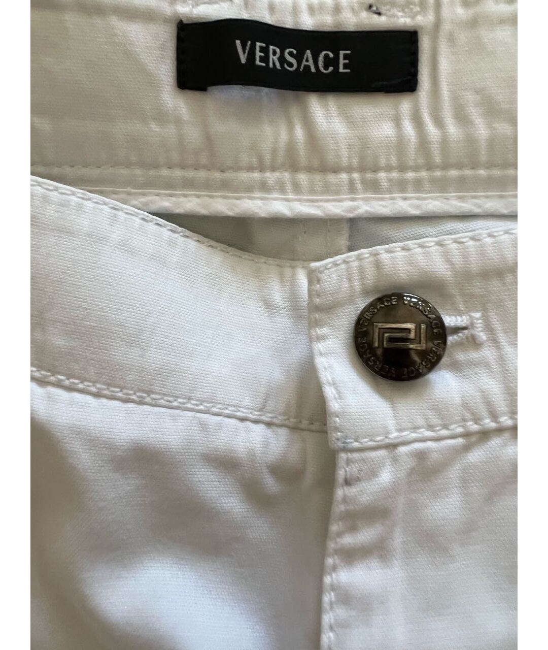 VERSACE Белые хлопковые прямые джинсы, фото 2