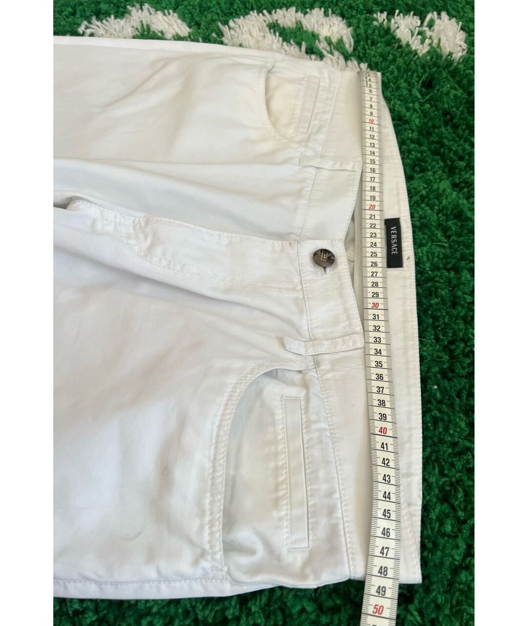 VERSACE Белые хлопковые прямые джинсы, фото 8