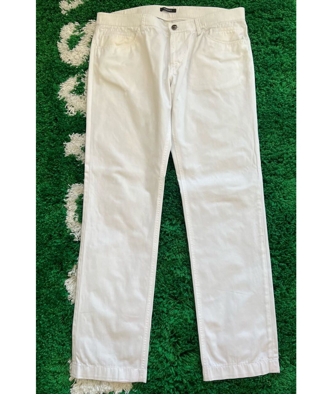 VERSACE Белые хлопковые прямые джинсы, фото 9