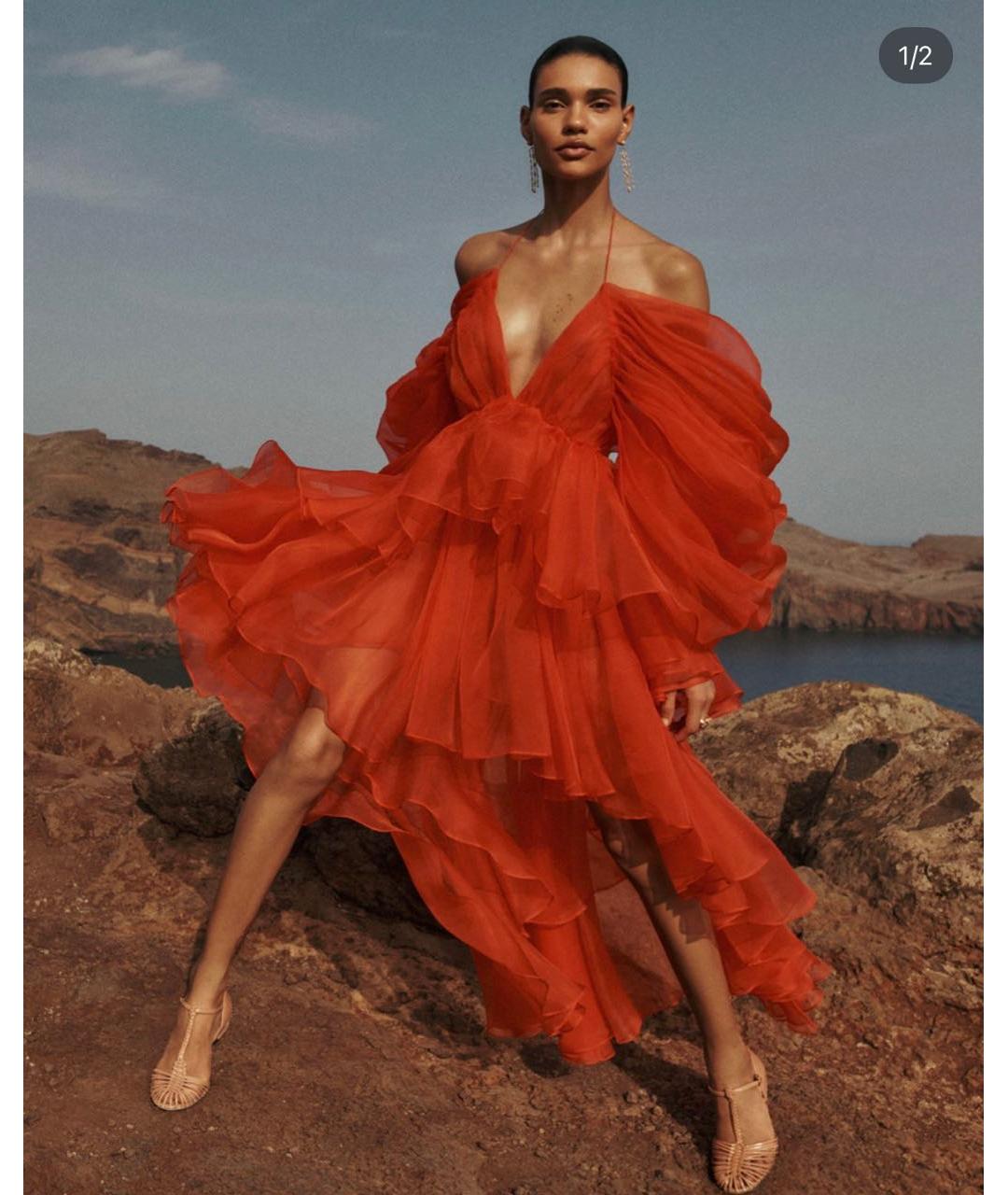 ZIMMERMANN Красное шелковое коктейльное платье, фото 4