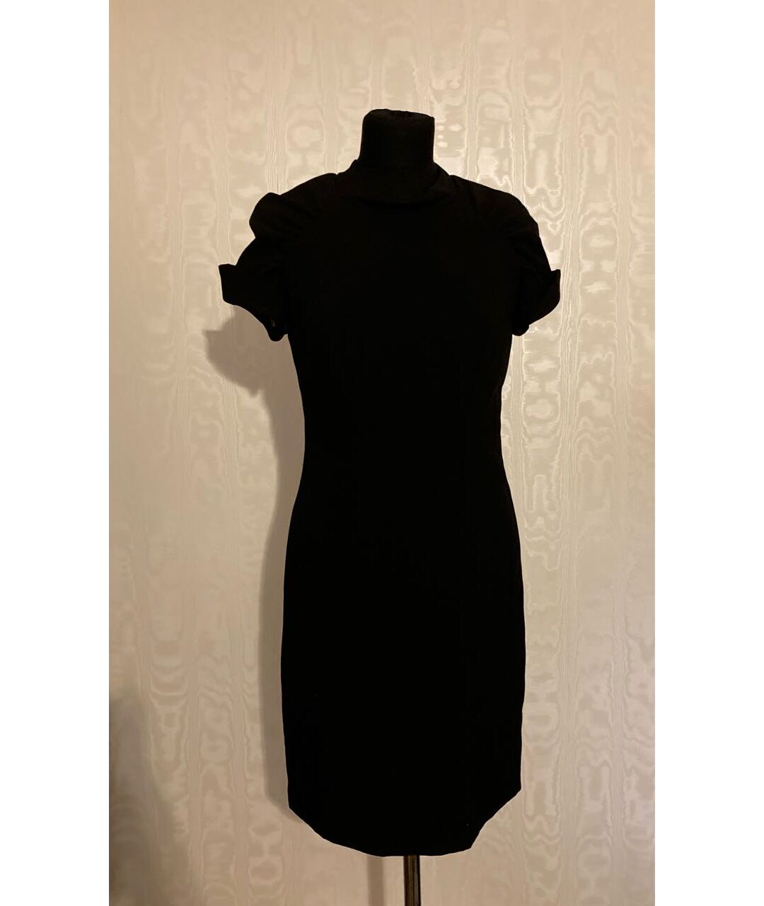 ANDREW MARC NEW YORK Черное хлопко-эластановое платье, фото 5
