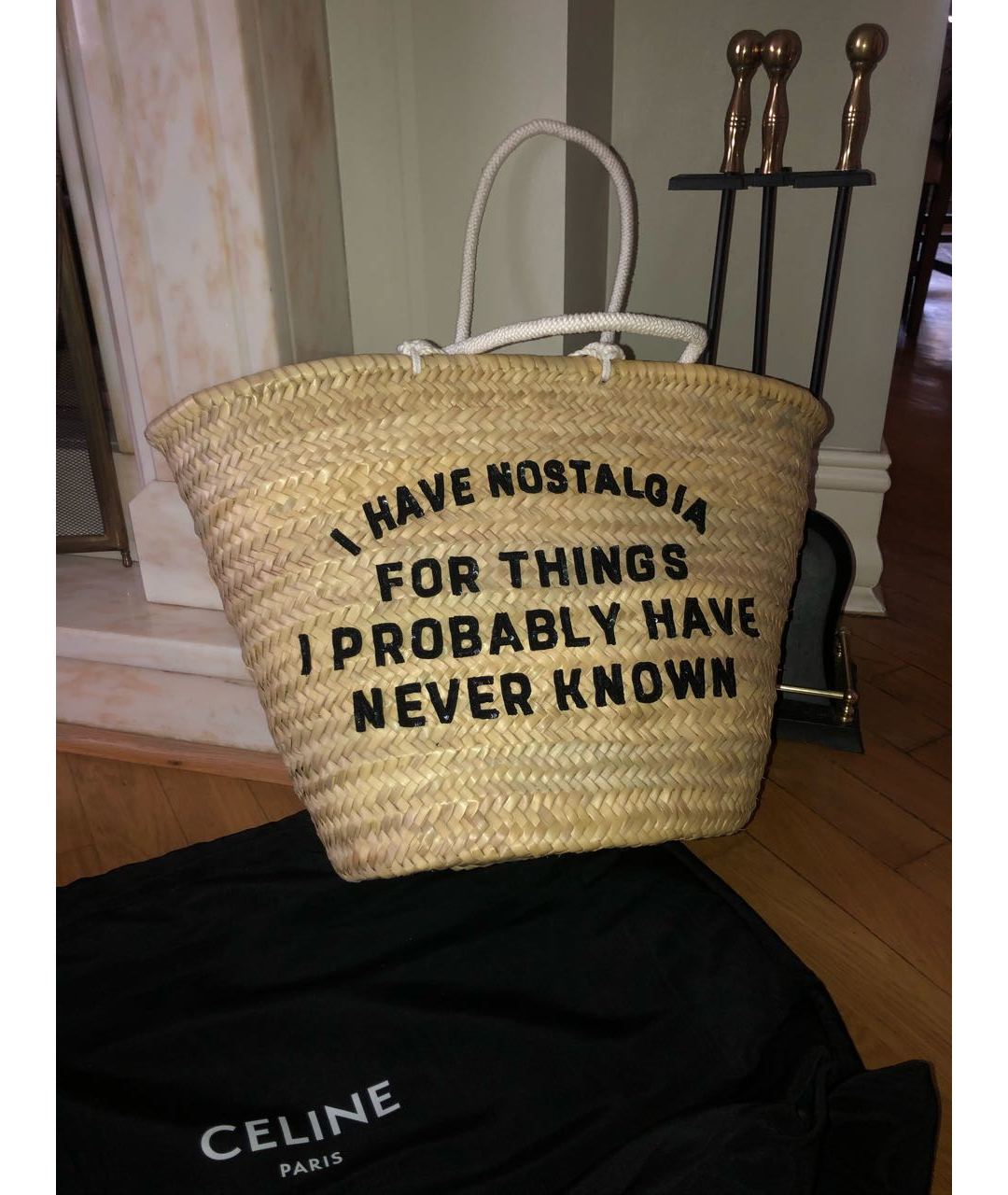 CELINE PRE-OWNED Бежевая пелетеная пляжная сумка, фото 7