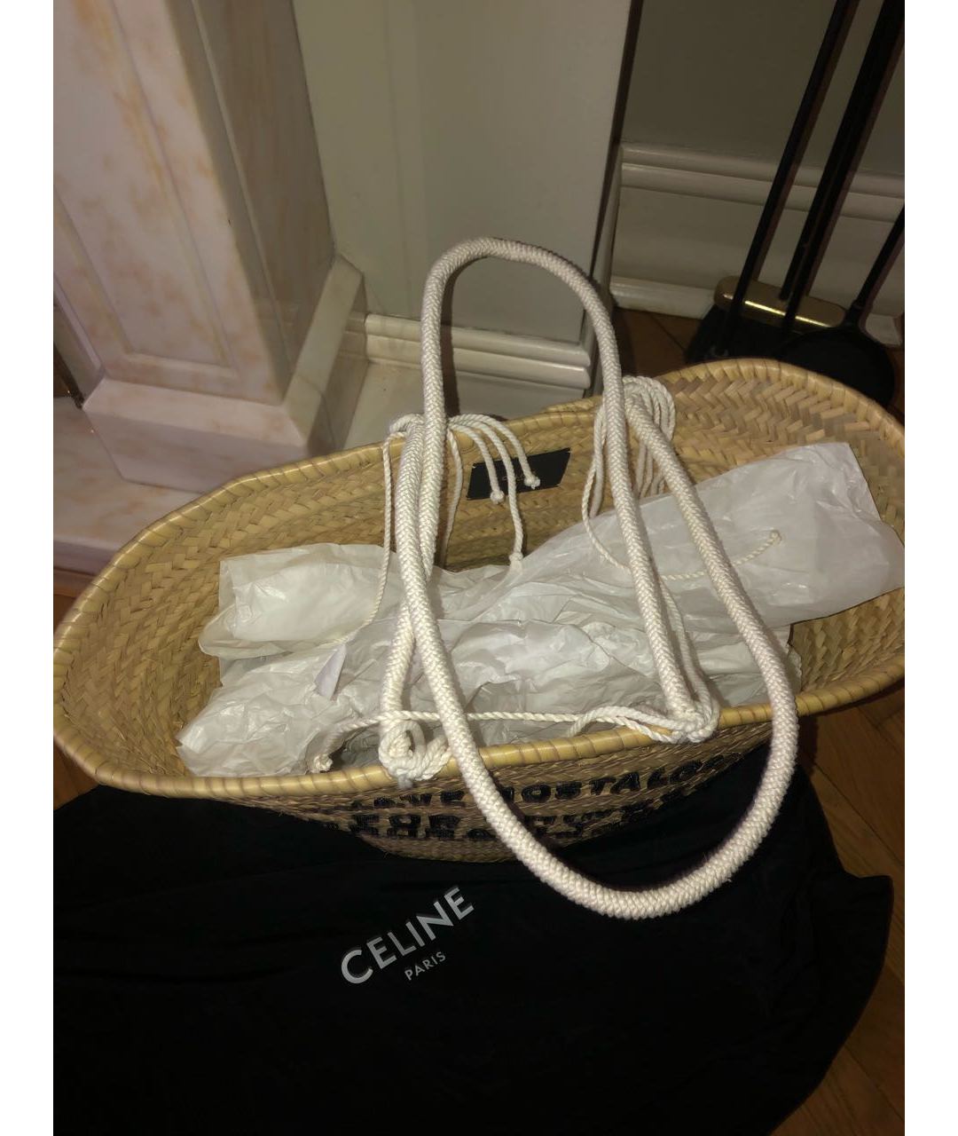 CELINE PRE-OWNED Бежевая пелетеная пляжная сумка, фото 4