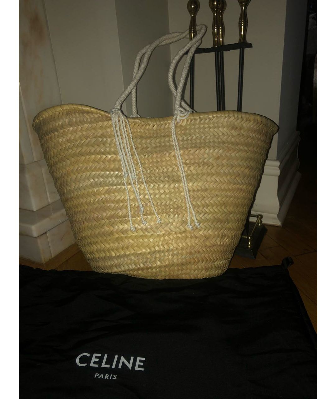 CELINE PRE-OWNED Бежевая пелетеная пляжная сумка, фото 3