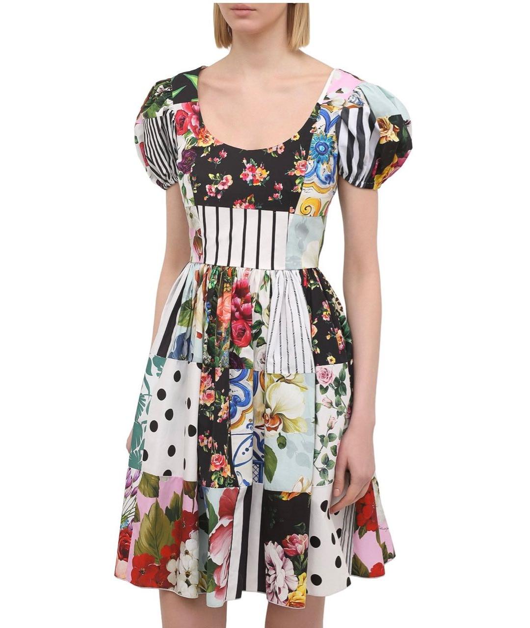 DOLCE&GABBANA Мульти хлопковое коктейльное платье, фото 3