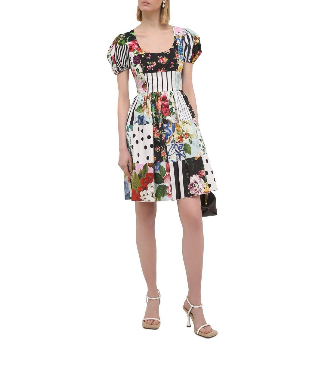 DOLCE&GABBANA Мульти хлопковое коктейльное платье, фото 6