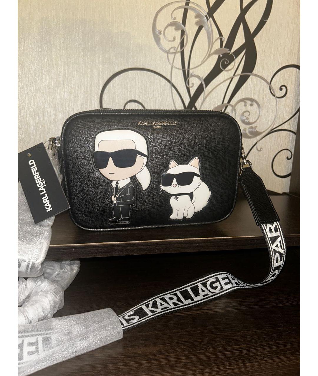 KARL LAGERFELD Черная сумка через плечо из искусственной кожи, фото 6