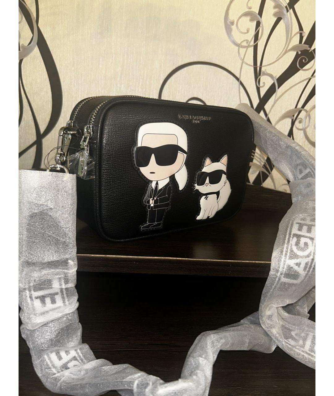 KARL LAGERFELD Черная сумка через плечо из искусственной кожи, фото 2