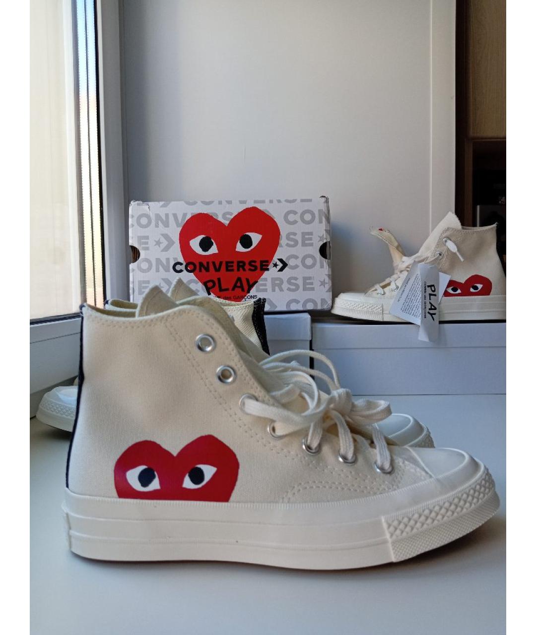 COMME DES GARÇONS PLAY Бежевые текстильные кеды, фото 10