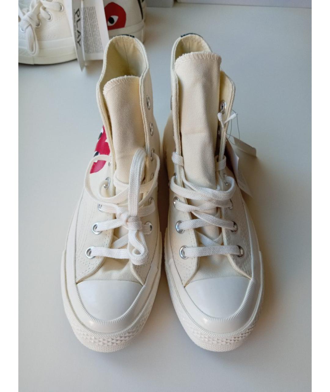 COMME DES GARÇONS PLAY Бежевые текстильные кеды, фото 2
