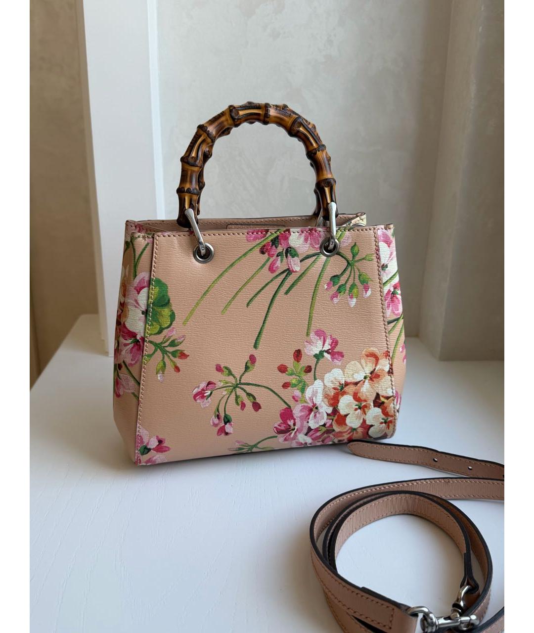 GUCCI Бежевая кожаная сумка с короткими ручками, фото 3