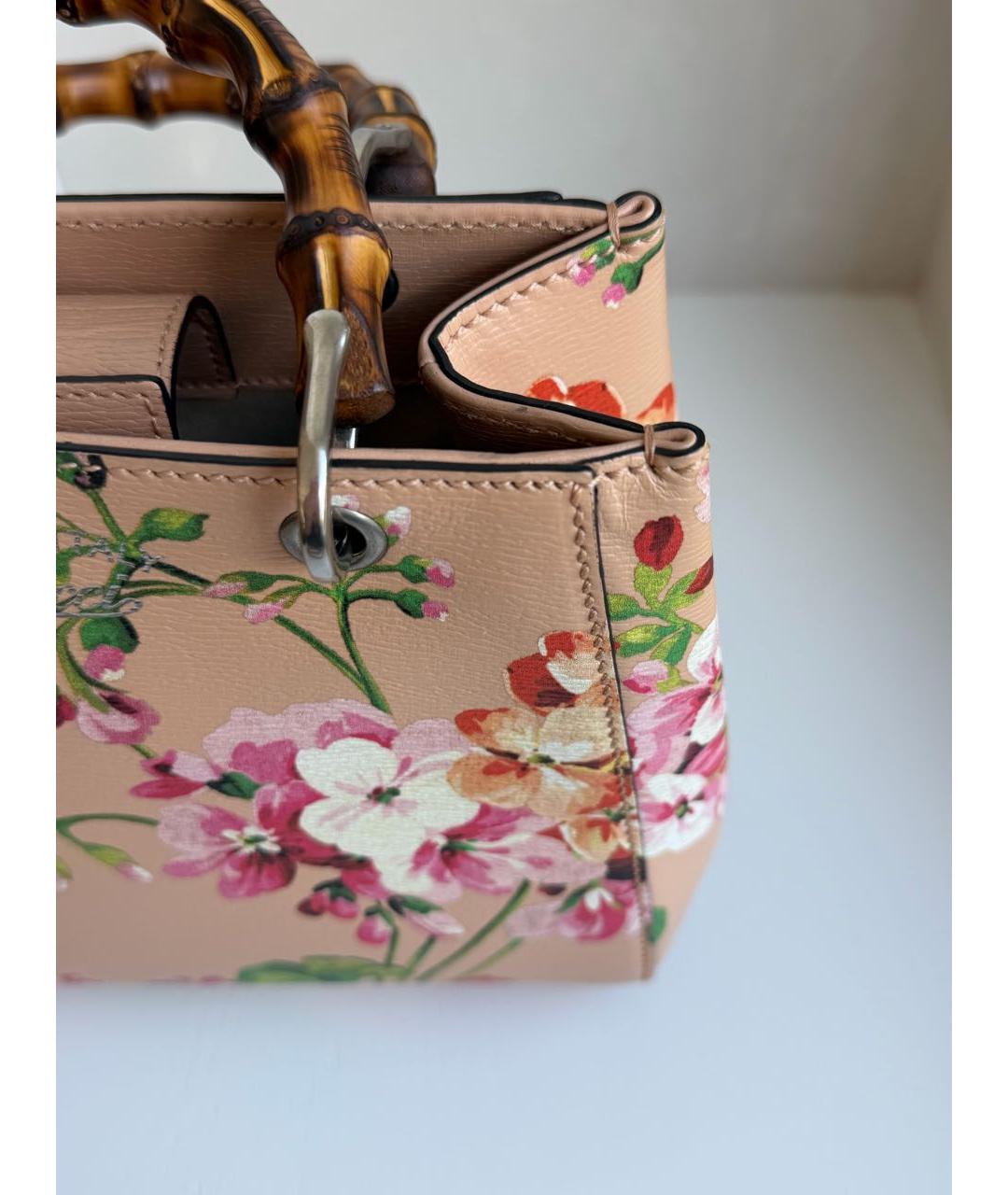 GUCCI Бежевая кожаная сумка с короткими ручками, фото 7