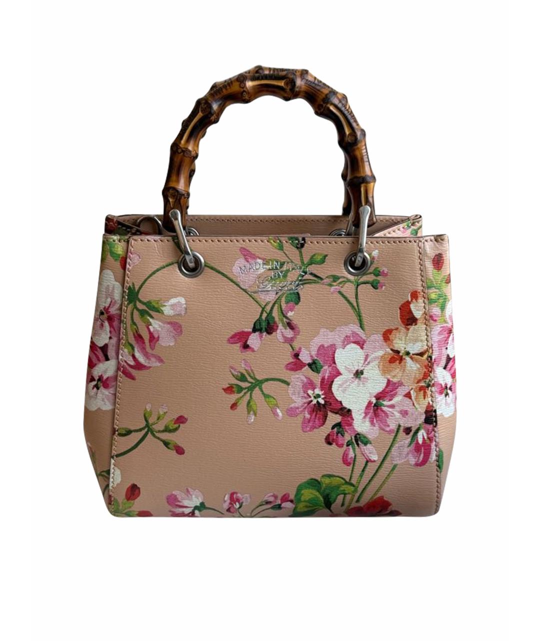 GUCCI Бежевая кожаная сумка с короткими ручками, фото 1