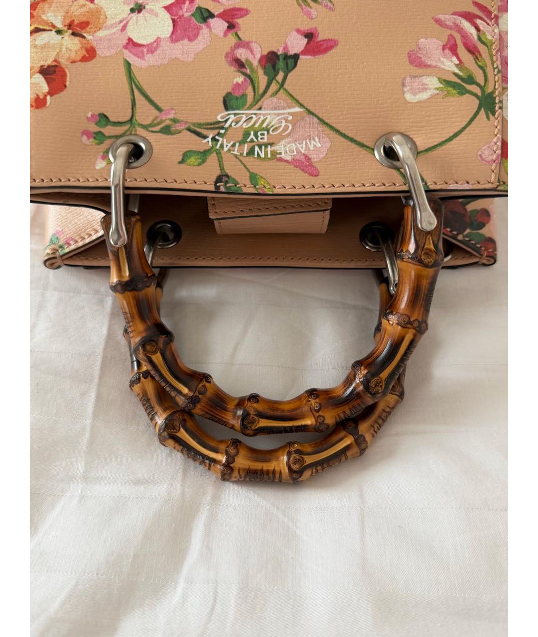 GUCCI Бежевая кожаная сумка с короткими ручками, фото 6