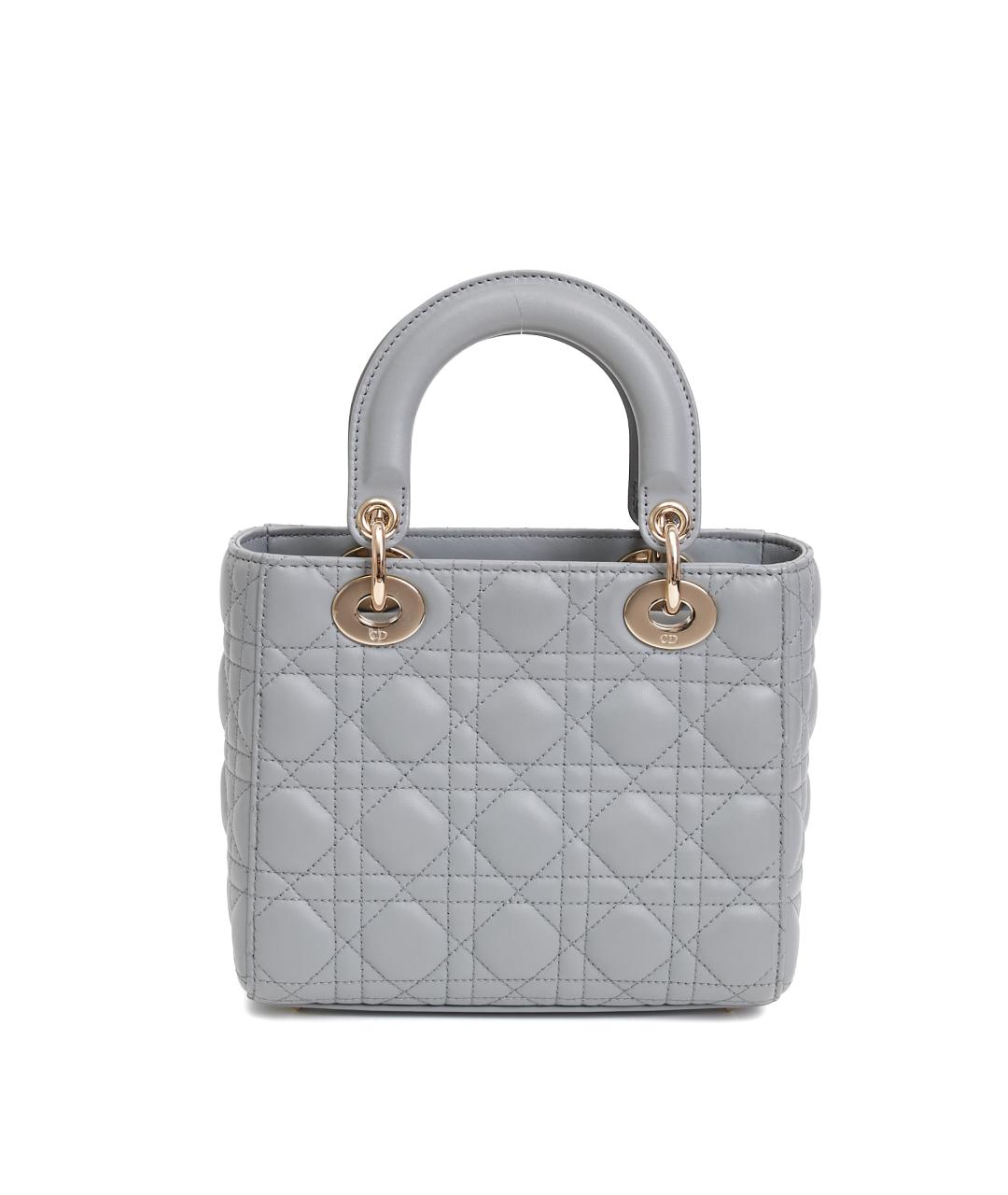CHRISTIAN DIOR Серая кожаная сумка с короткими ручками, фото 3