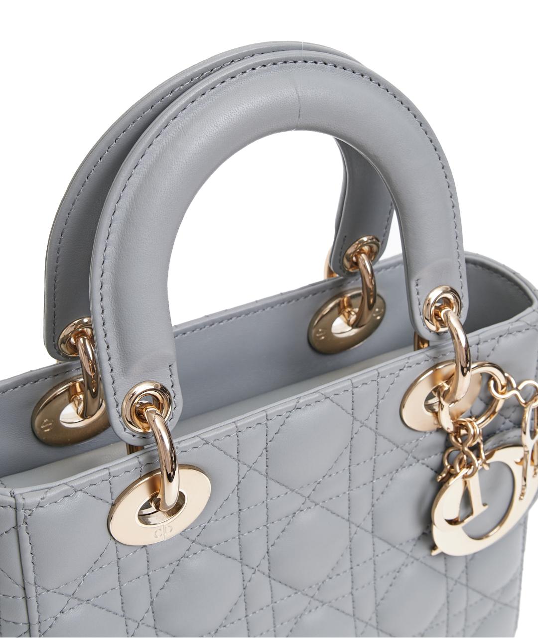 CHRISTIAN DIOR Серая кожаная сумка с короткими ручками, фото 4