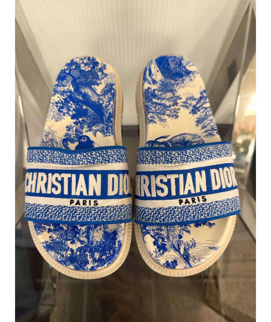 CHRISTIAN DIOR Синие текстильные сабо, фото 7