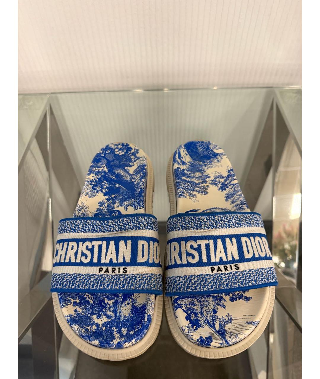 CHRISTIAN DIOR Синие текстильные сабо, фото 9