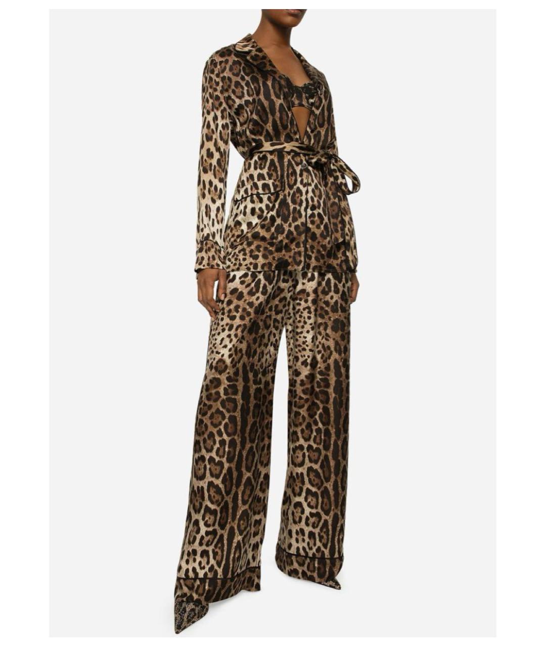 DOLCE&GABBANA Коричневый шелковый костюм с брюками, фото 3