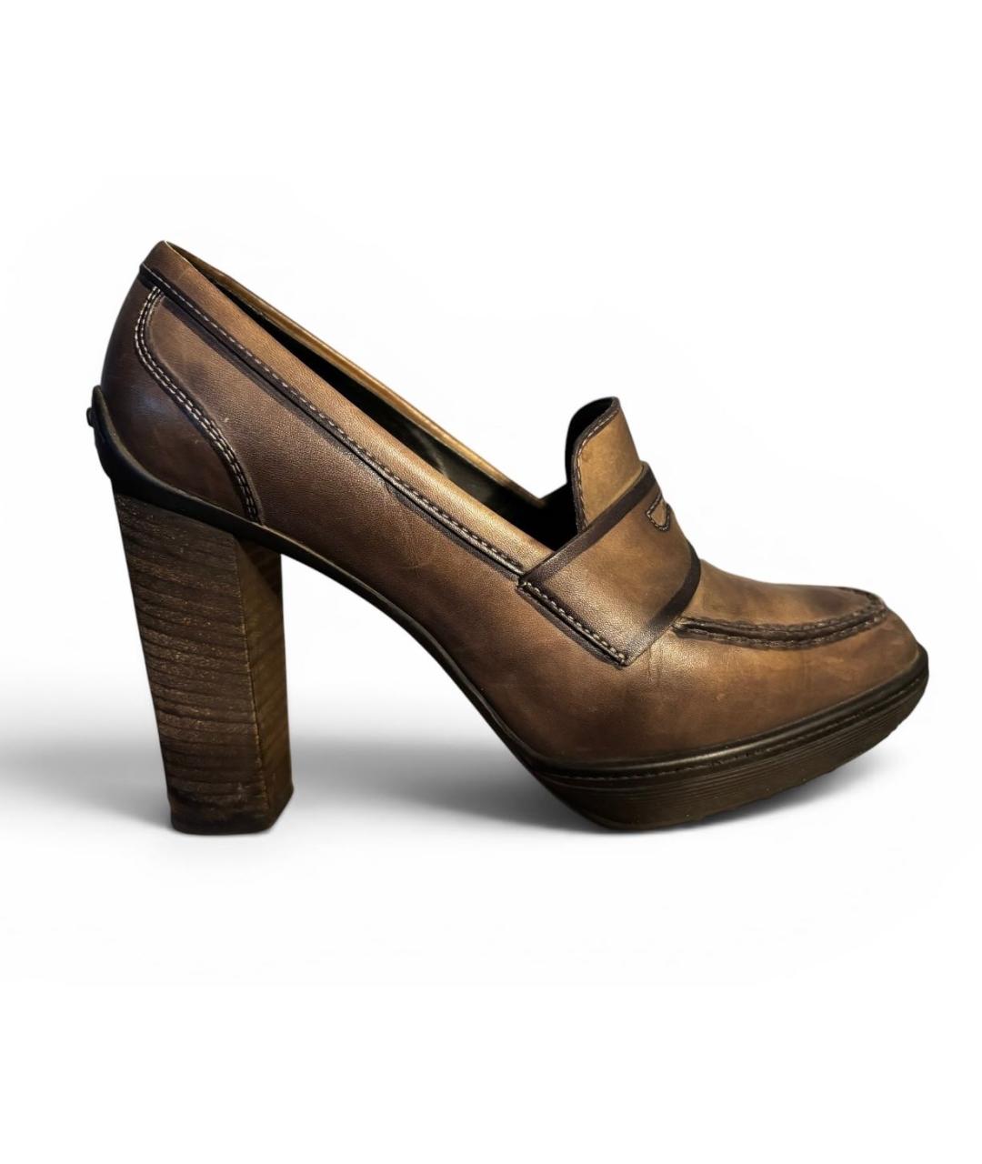TOD'S Антрацитовые кожаные туфли, фото 6