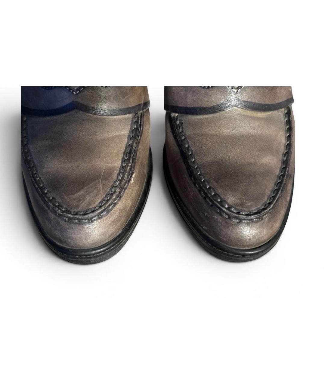 TOD'S Антрацитовые кожаные туфли, фото 5