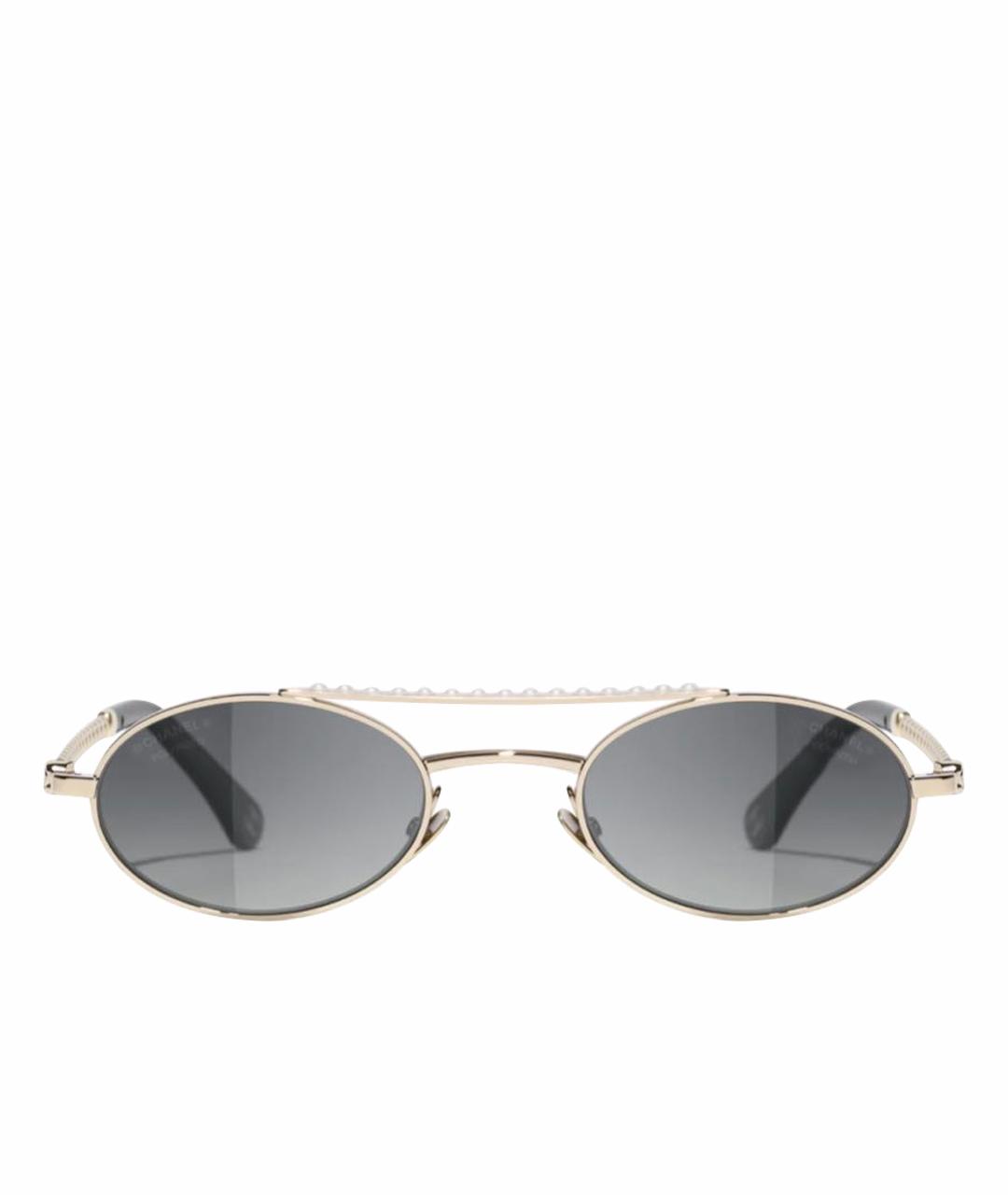 CHANEL Золотые металлические солнцезащитные очки, фото 1
