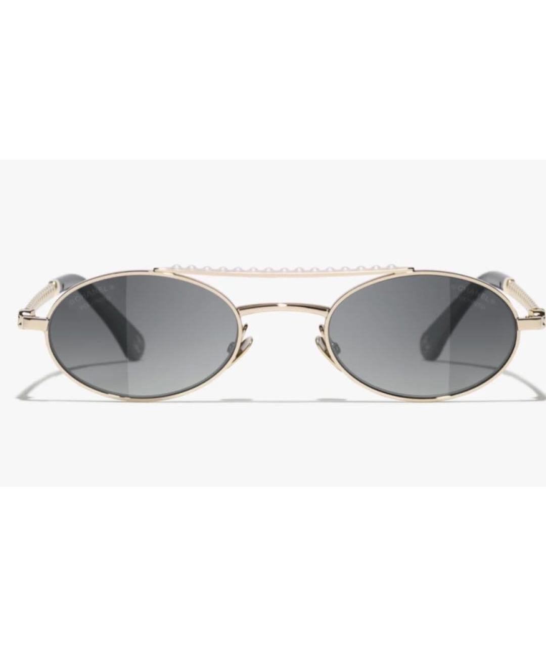 CHANEL Золотые металлические солнцезащитные очки, фото 4