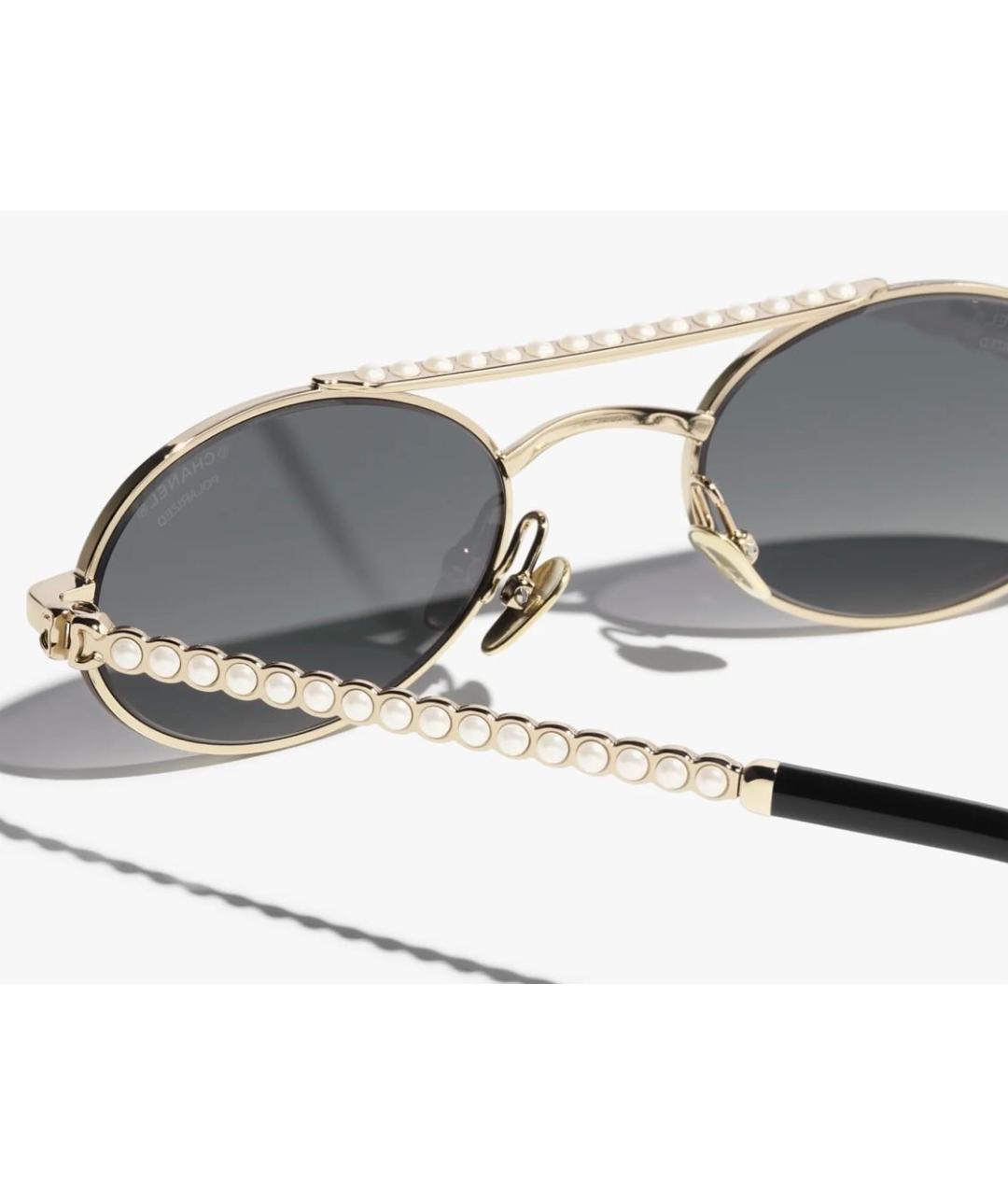 CHANEL Золотые металлические солнцезащитные очки, фото 2