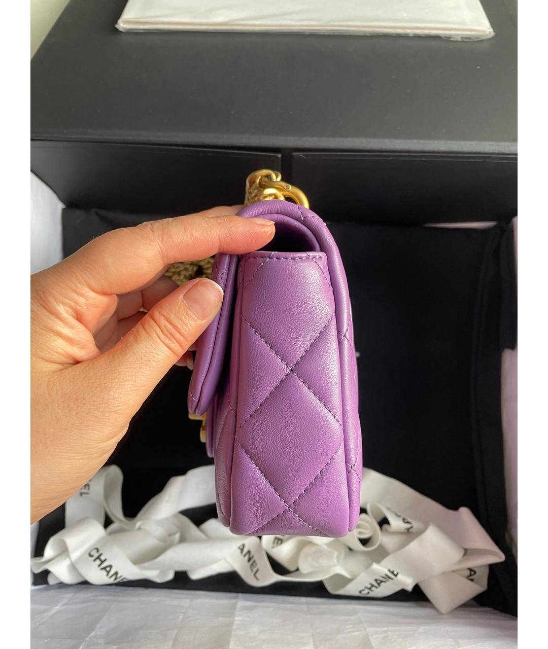 CHANEL Фиолетовая кожаная сумка через плечо, фото 4