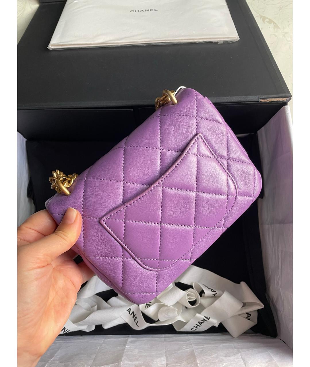 CHANEL Фиолетовая кожаная сумка через плечо, фото 3