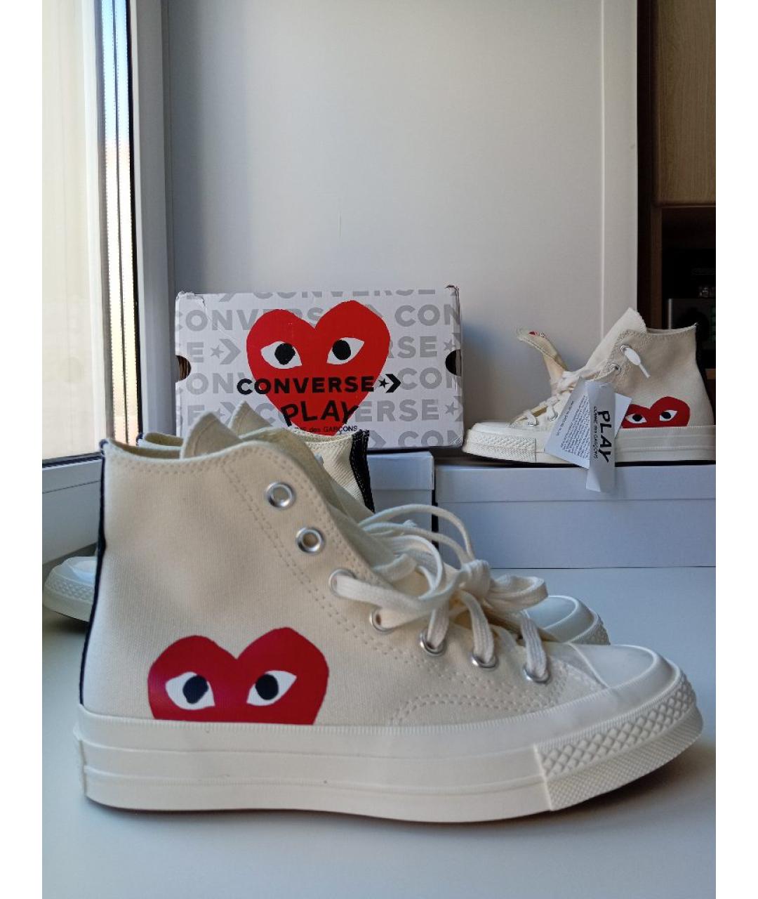 COMME DES GARÇONS PLAY Бежевые текстильные кеды, фото 10