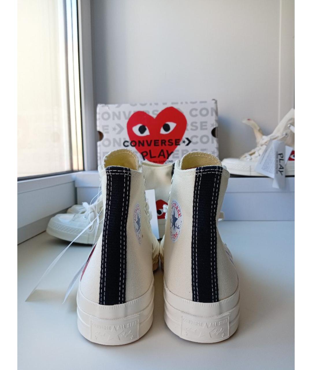 COMME DES GARÇONS PLAY Бежевые текстильные кеды, фото 4