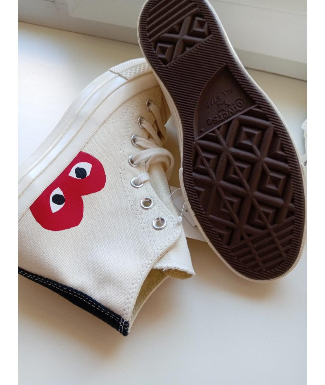COMME DES GARÇONS PLAY Бежевые текстильные кеды, фото 6