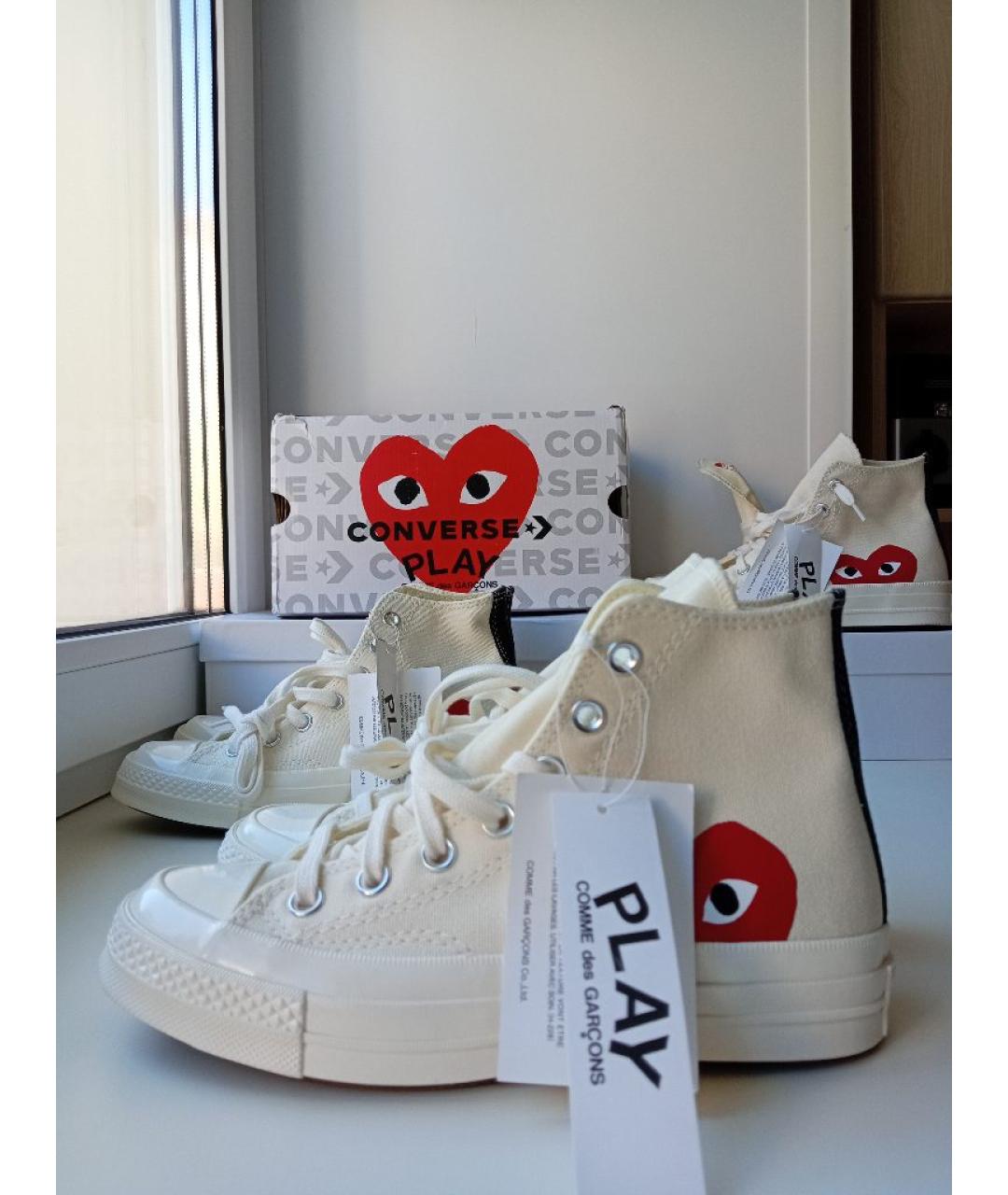 COMME DES GARÇONS PLAY Бежевые текстильные кеды, фото 5