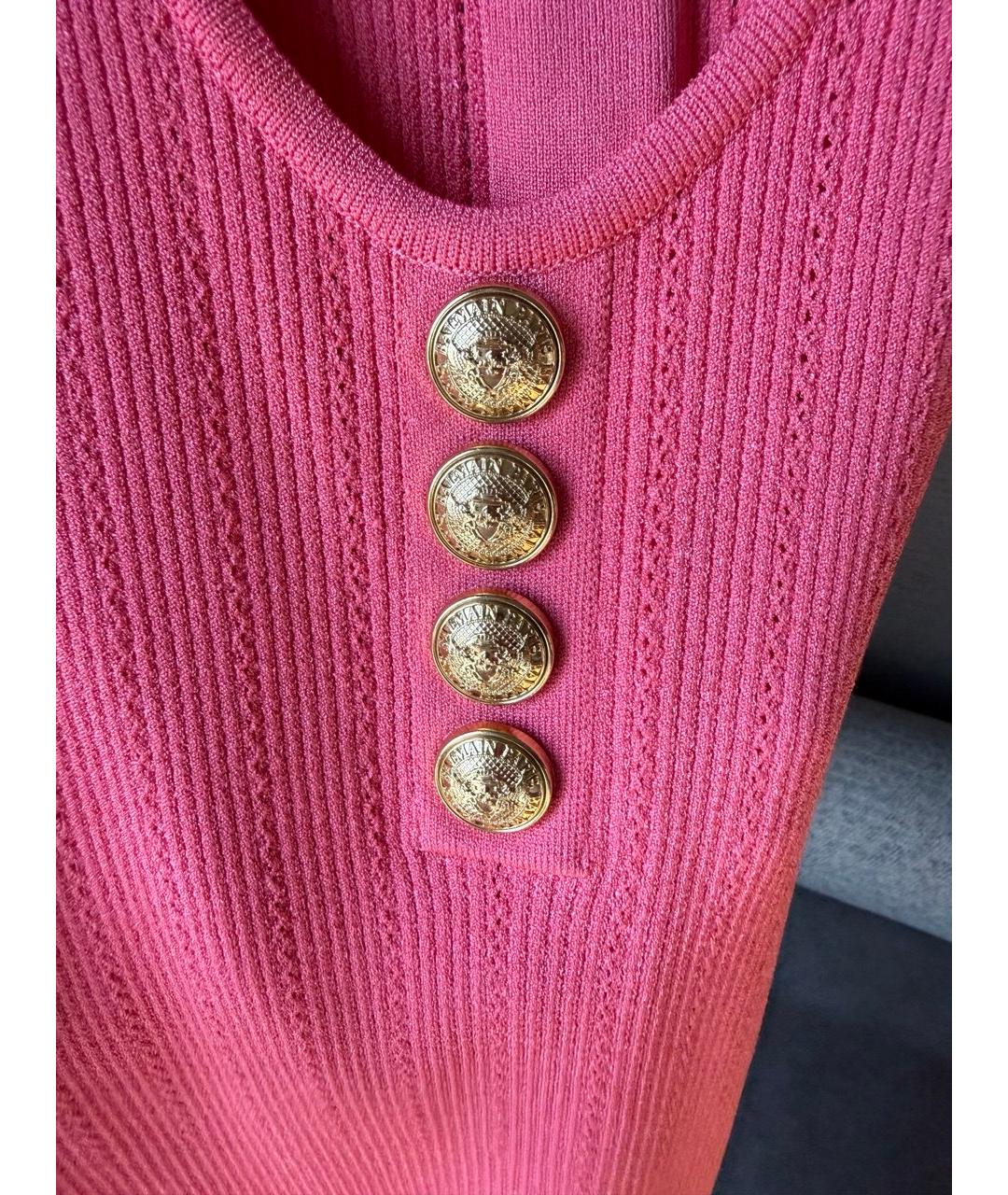 BALMAIN Розовое вискозное повседневное платье, фото 4